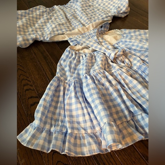 Mable Women’s M Blue/White Gingham Lolita Puffed Sleeve Cut-Out A-Line Dress EUC - Picture 14 of 15
